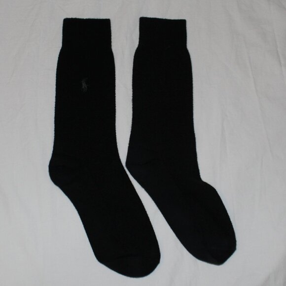 Polo Ralph Lauren Men’s 3-Set Solid Black Textured Polo Pony Dress Socks - Picture 7 of 11